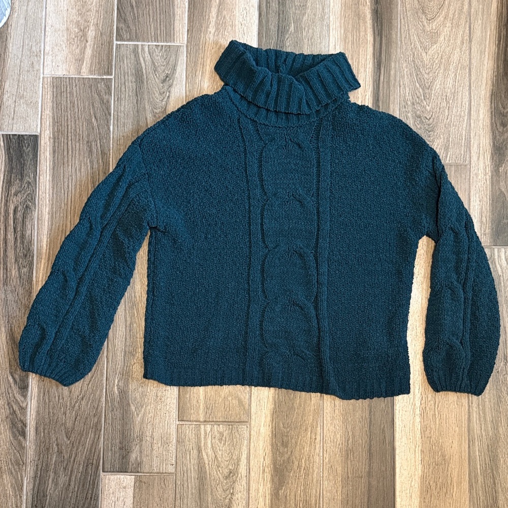 Women's Teal Cable Knit Sweater
